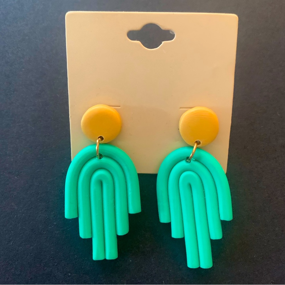 Green bohemian drop earrings